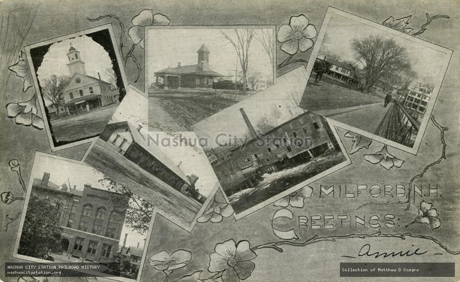 Postcard: Milford, N.H. Greetings